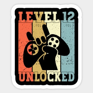 Level 12 Unlocked Video Gamer 12 Years Old 12th Birthday Level Unlocked Sticker